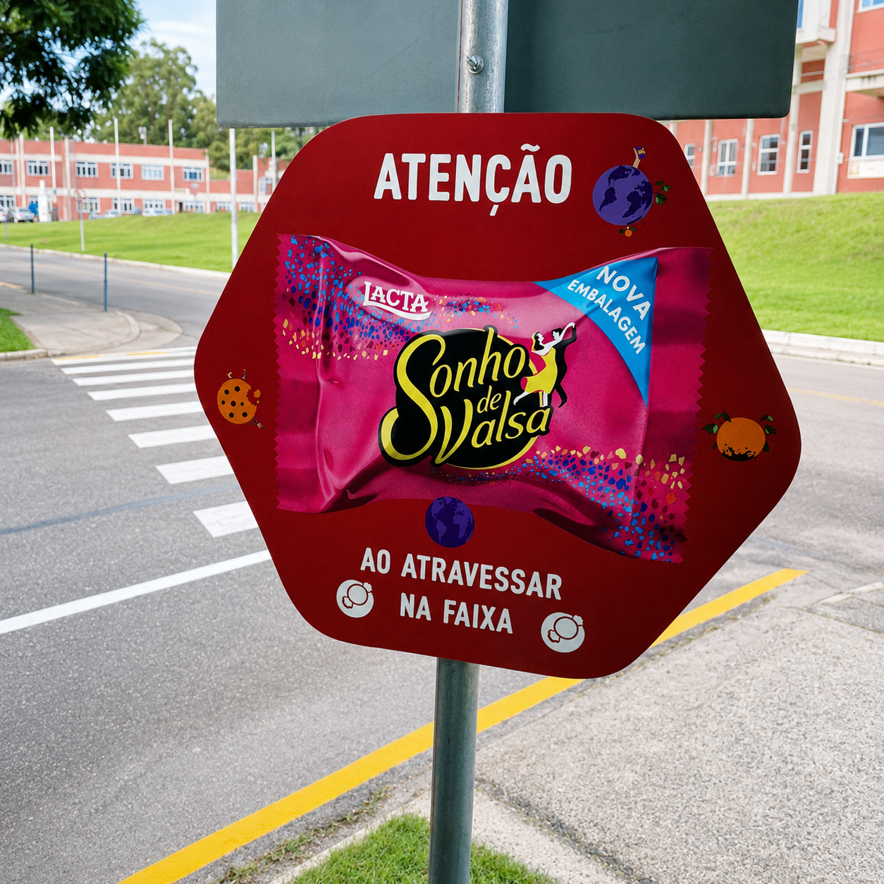 Placa de sinalização externa personalizada instalada em via pública